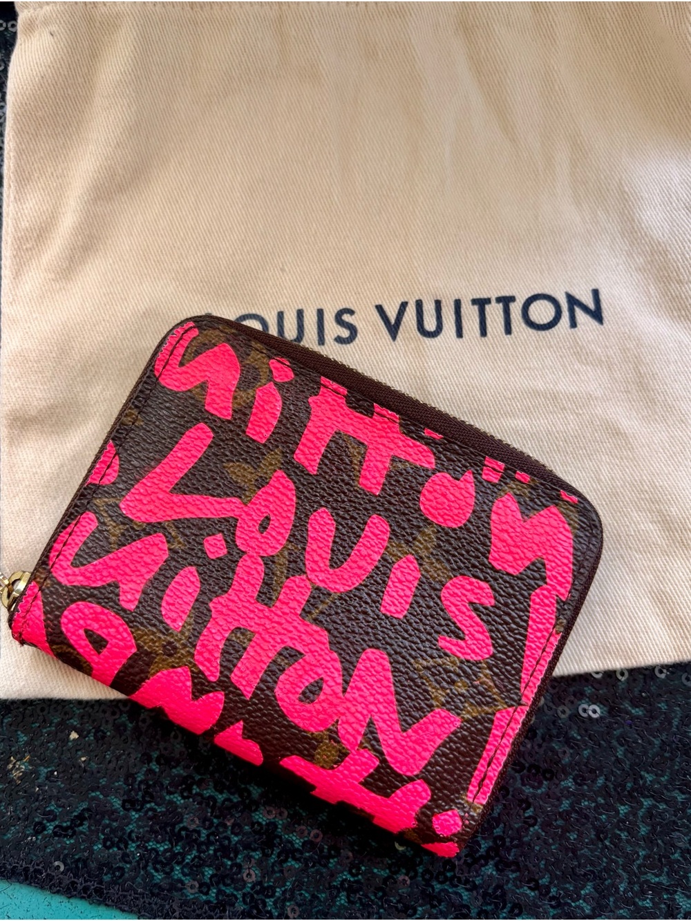 Louis Vuitton Stephen Sprouse Fuchsia Pink Graffiti Monogram Zippy Coin Wallet